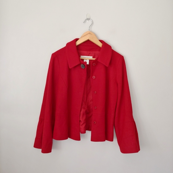Gerard Darel Wool Button Up Collared Jacket Red Size 8 - Picture 2 of 16